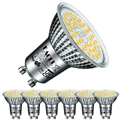 Bild av EACLL GU10 LED 4000 K 10 watt ersätter 140 W halogenlampa, 6 pack Neutral vit 1050 lumen päron, AC 230 V flimmerfri strålkastare, strålvinkel 120 graders spot, inte dimbara reflektorlampor