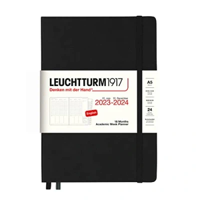 Bild av LEUCHTTURM1917 367557 akademisk veckoplanerare medium (A5) 2024, 18 månader, svart, engelsk