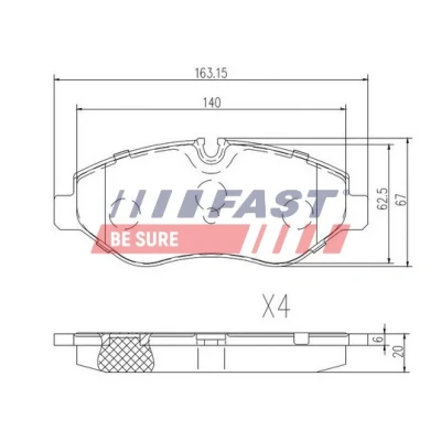 Bild av FAST FT29019 Jeu de plaquettes frein Essieu avant préparé pour indicateur d&#039;usure MERCEDES BENZ: Classe ML, Sprinter 3.5 T Van, Vito Mixto