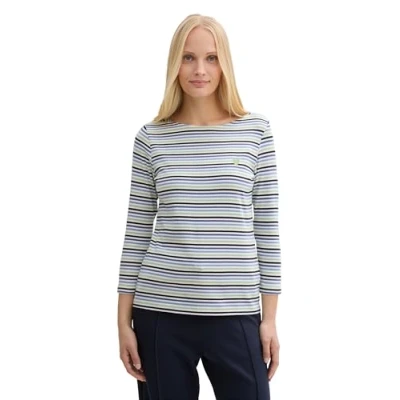 Bild av TOM Tailor MIT Streifenmuster Långärmad tröja, Storlek: XL, Blue green regular stripe