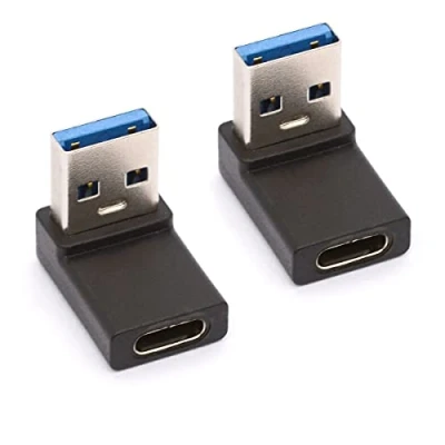 Bild av Tomost Upp vinklad USB C till A hanadapter, 90 graders typ hona 3.0 En manlig adapterkabelanslutning omvandlare för bärbara laddare (upp 2 st)