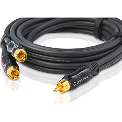 Bild av Oehlbach BOOOM Subwoofer Y RCA kabel (2 x till 1 RCA, tryckfull basrespons och effektiv avskärmning) antracit 12,5 meter