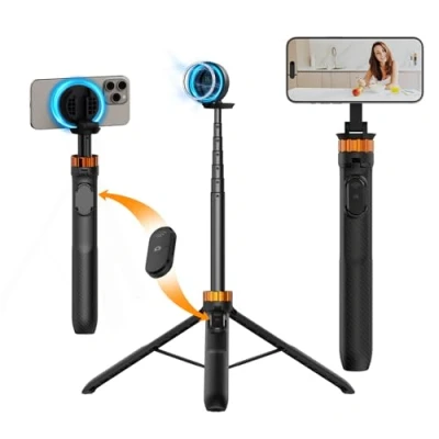 Bild av K&amp;F Concept MS19 magnet selfie stick stativ, 162 cm mobiltelefonstativ med avtagbar fjärrkontroll, stativ för smartphone, ministativ kompatibelt iPhone 15/14/13/12, magnetisk ring utrustad