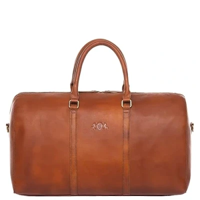 Bild av SID &amp; VAIN stor resväska äkta läder sportväska skyffel 48,5 cm weekender handbagage med axelrem läderväska män och kvinnor brun handgjord, Vintage ljusbrun, L