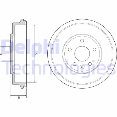 Bild av DELPHI BF556 Tambours de Frein sans bague ABS, roulement roue, palier 274