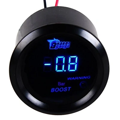 Bild av Mintice™ 2 tum 52 mm svart bilmotor digital blå LED ljusstång Turbo Boost mätare