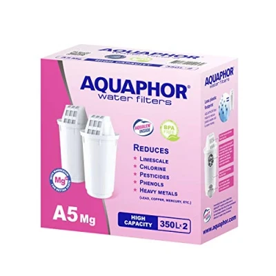 Bild av Aquaphor 2 x vattenfilter A5 Mg. Anrikar vattnet med magnesium. 350 liters kapacitet. Kompatibel filterkannor Prestige, Provence.