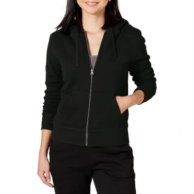 Bild av Amazon Essentials damjacka sherpa fodrad fleece hel dragkedja huva jacka (finns i plusstorlek), svart, 4X