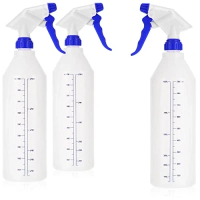 Bild av COM FOUR® 3x sprayflaska med våg kemikaliebeständig pumpspruta för syror, kolväten och lösningsmedel atomizerflaska justerbart munstycke 900 ml (viton)