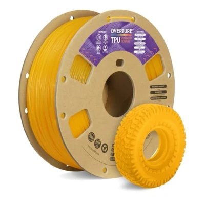 Bild av OVERTURE TPU Filament 1.75mm Flexible Roll, 95A Soft 3D Printer Filament, 1kg Spool (2.2 lbs), Dimensional Accuracy +/ 0.02 mm(Yellow)