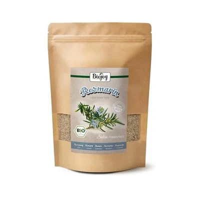 Bild av Biojoy EKOLOGISK Rosmarin torkad (250 g), idealisk som krydda eller för rosmarinte, rosmarinblad klippta (Salvia rosmarinus)