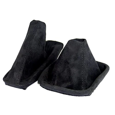 Bild av L &amp; P Car Design L&amp;P A0100 växelpåse växelmanschett + handbromsmanschett kompatibel med BMW 3 serien e46, mjuk mikrofiber, svart