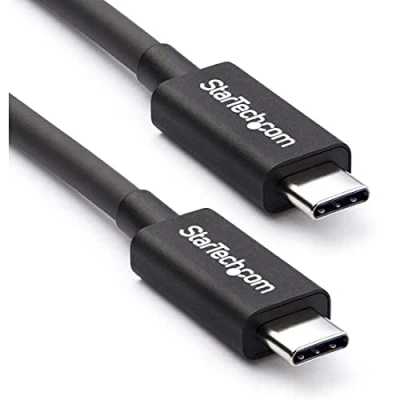 Bild av StarTech.com 20 Gbps Thunderbolt 3 kabel 2 m (6,6 fot) svart 4K 60Hz certifierad TB3 USB C till laddningskabel med 100 W strömförsörjning (TBLT3MM2M)