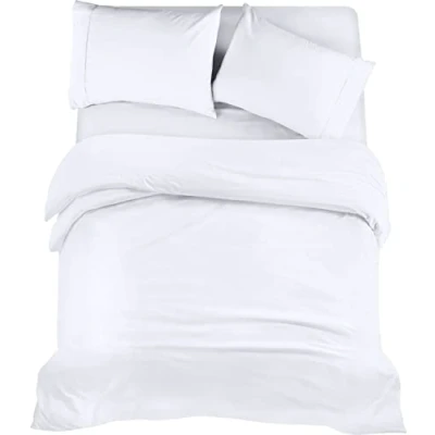 Bild av Utopia Bedding 4 Piece Sängkläder Set Mjuk Borstad Microfiber Polyester Påslakan (200x200cm), Spännlakan (135x190cm) med Kuddfodral (50x75cm), Vit