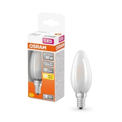 Bild av Osram LED Star Classic B lampa, ljusform med E14 sockel, icke dimbar, ersätter 40 watt, varm vit 2700 Kelvin, 1 pack