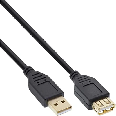 Bild av InLine 34611S USB 2.0 förlängning, kontakt/uttag, typ A, svart, kontakter guld, 10 m