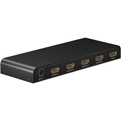 Bild av goobay 58482 HDMI splitter 1 i 4 ut/4K vid 30Hz (2160p) distributör/HDMI 1,4 omkopplare för fyra bildskärmar med 60 Hz 1080p