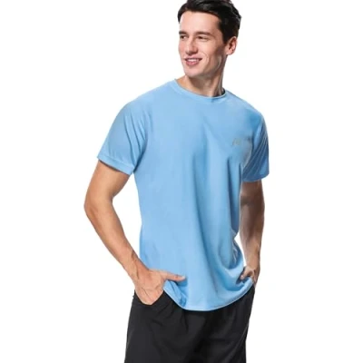 Bild av MeetHoo Herr Rash Vest, Guard UV t shirt UPF 50+ topp solskydd kortärmad för surfing löpning simning, BLÅ, S