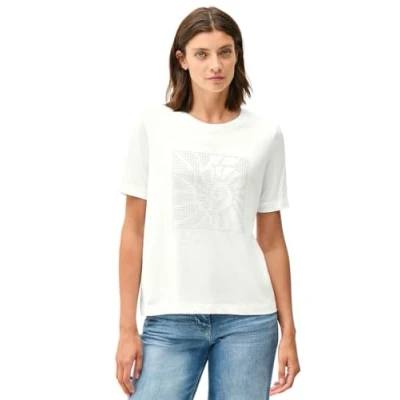 Bild av Cecil MIT Schmucksteinen Tshirt med print, Storlek: XS, Weiß