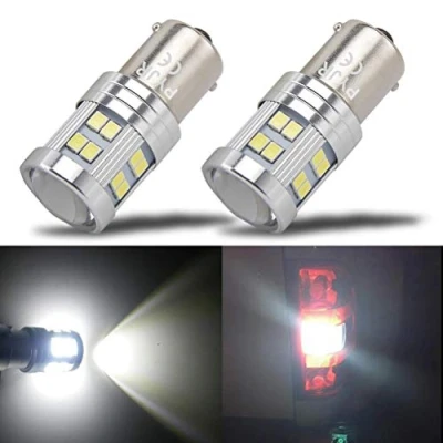 Bild av P21w 1156 Ba15s LED lampa superljus vit 6 000 K, med projektor W DC 10 30 V för backup, backljus, bromsljus, blinkljus, husbilslampor (förpackning 2)