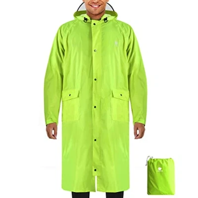 Bild av Anyoo Vattentät regnponcho för cykling, bärbar lätt regnjacka med huva, kompakt regncape, återanvändbar, unisex, backpacking och camping utomhus, en storlek passar alla, lime, one size