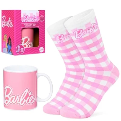 Bild av Barbie mugg och vadstrumpor presentset för kvinnor tonårstjejer söta 312 ml keramikmugg mjuka strumpor flickvän fru strumpfyllning födelsedag julklappar