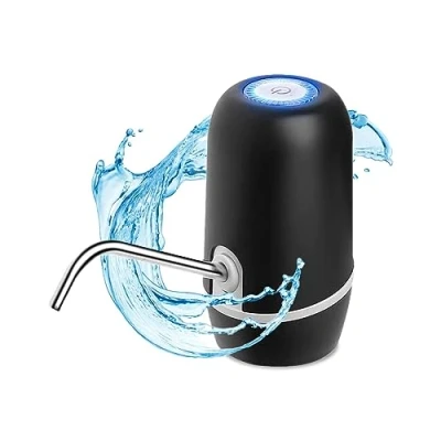 Bild av NK Vattendispenser Automatisk vattendispenser, USB laddning, ståldispenser, BPA fri, kallt vatten, 1200mAh, transportabel, för 1.5L, 5.7L, 10L, 11.3L, 15L, 18.9L flaskor och karaffer Färg Svart