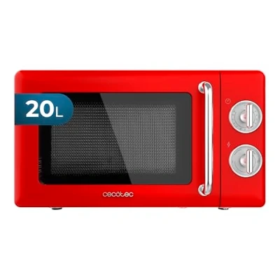 Bild av Cecotec Mikrovågsugnar 20L Proclean 3010 Retro Red. 700 W på 6 nivåer, timer upp till 30 minuter, avfrostningsläge, röd vintage design, stålfinish