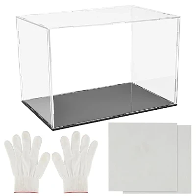 Bild av Belle Vous Rektangulär plexiglasbox i klar akryl 30 x 20 cm Stor dammtät akrylvitrin för actionfigurer, leksaker, minifigurer, samlarföremål och modeller
