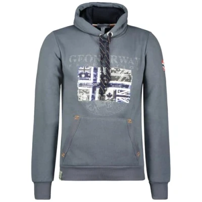 Bild av Geographical Norway Galon huvtröja för herr med känguruficka tröja logotyp varm långärmad vår sommar höst vinter (mörkgrå M), Mörkgrå, M