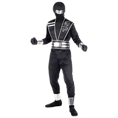 Bild av &quot;MIRROR NINJA&quot; (kappa, byxor, tabard med bälte, armskydd, benskydd, handskar, mask) (140 cm/810 år)