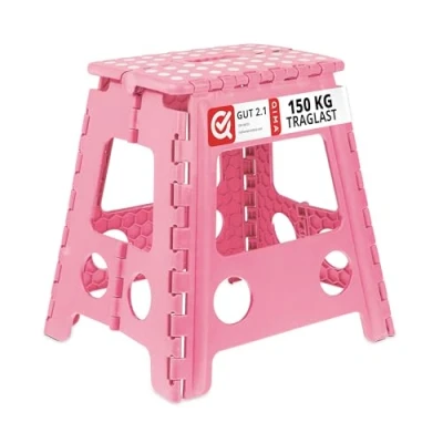 Bild av Relaxdays Fällbar pall vikbar, campingpall, stor badpall, upp till 150 kg, plast, H x B D: 39 32 cm, rosa