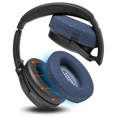 Bild av WC SweatZ QuietComfort Patenterade Gym Sweat öronskydd för Bose 35 &amp; 35ii, QC45 / SE/QuietComfort 2023 med mera, tillverkade av Wicked Cushions Midnight Blue
