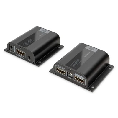 Bild av DIGITUS HDMI Extender Full HD Set (sändare/mottagare) endast 1 nätaggregat krävs upp till 50 m räckvidd patchkabel (Cat 6, Cat 6A, 7) svart