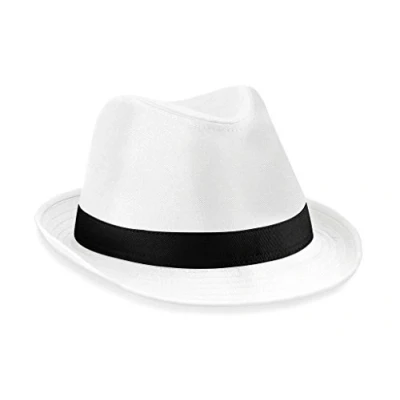 Bild av Beechfield Fedora hatt, Vit/svart, L/XL