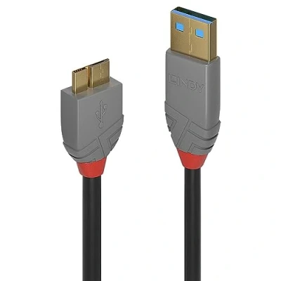 Bild av LINDY USB 3.2 typ A till Micro B kabel, Anthra Line svart, 0,5 m