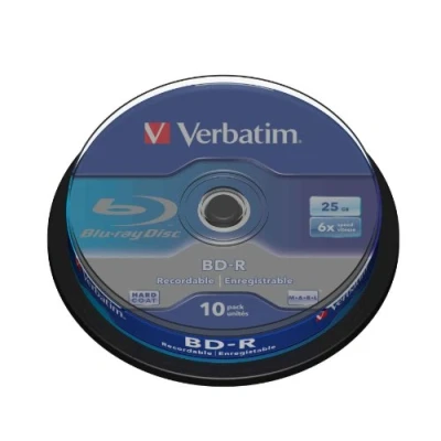 Bild av Verbatim BD R enkellager Blu ray skiva 25 GB, 6x brinnhastighet, repskydd, 10 pack spindel, blå/vit, 43742