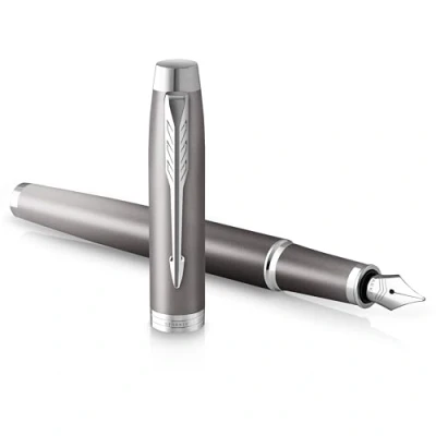 Bild av Parker IM Writing Rituals Fountain Pen Grey Finish with Gradient Chrome Trims Medium Nib Blue Ink Gift Box
