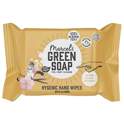 Bild av Marcel&#039;s Green Soap Hygieniska våtservetter för händerna 1 x 15 stycken vanilj och körsbärsblomma växtbaserad miljövänlig