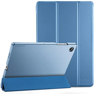 Bild av ProCase fodral för Galaxy Tab A8 10,5 tum (SM X200/X205) 2022 trippel vikbart skyddsfodral ultratunt lätt stativ skal smart med genomskinlig frostad baksida blå