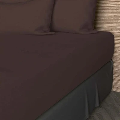 Bild av Drap housse en coton 57 fils 160x200 cm UNI brun, par Soleil d&#039;ocre