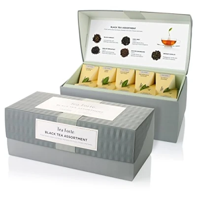 Bild av Tea Forte Presentation Box Teprover presentset, 20 olika sorters handgjorda pyramid tepåsar (svart te)