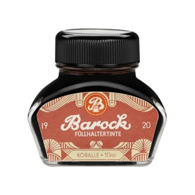 Bild av Barock 1920 reservoarbläck korall, skrivbläck för reservoarpennor, glasfjädrar, bläckpennor, i rött glas, 30 ml