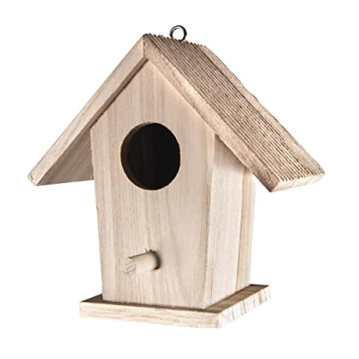 Bild av Rayher HOBBY Fågelhus Mini, trä, FSC certifierad, 12 x 7,5 13 cm, minifågelhus för dekoration, med ögla upphängning, dekorativt fågelhus, trädekoration målning och 6229000
