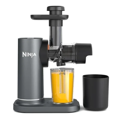Bild av Ninja Cold Press Juicer maskin med 700 ml tillbringare och 1,1 l fruktköttsbehållare, gör färska juicer, drycker hälsoshots, kompakt, tål maskindisk, avtagbara delar, grå JC151EU