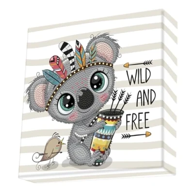 Bild av DBX 026 Diamond Dotz Box &quot;Wild and Free&quot;, ca 22 x 2,5 cm stor, diamantmålning, diamantbild på motivkilram, för att ställa eller hänga upp, även perfekt barn