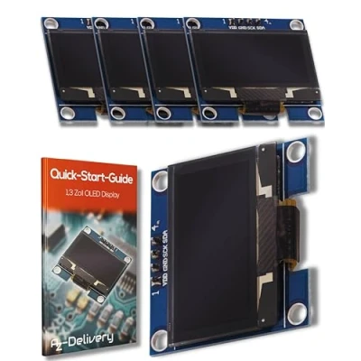Bild av AZDelivery 1.3 tums OLED 128 x 64 pixlar I2C skärm kompatibel med Arduino och Raspberry Pi inklusive en E Book!