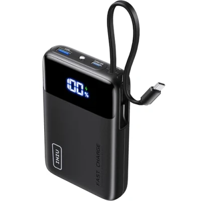 Bild av INIU 20000mAh Powerbank med Inbyggd USB C Kabel, 45W PD3.0 &amp; QC4.0 Snabbladdning, Liten men Stark, Mobiltelefon Externt Batteri för iPhone 16 15 14 13 12 Pro Max iPad Samsung Galaxy S24 S23 Note 20