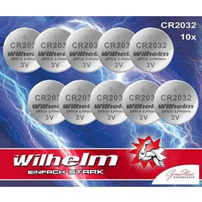 Bild av 10 x CR2032 Wilhelm blisterpack knappcell batteri litium 3 V CR 2032