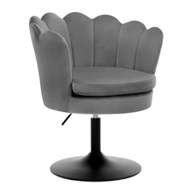 Bild av WOLTU Sminkstol, kökspall, blomformad sits fåtölj, 360 svängbar stol, sammet stol för sovrum, vardagsrum, justerbar höjd 4355 cm, mörkgrå, BH420dgr 1